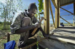 Bouw van huizen in Haïti. Foto: ACT - Paul Jeffrey